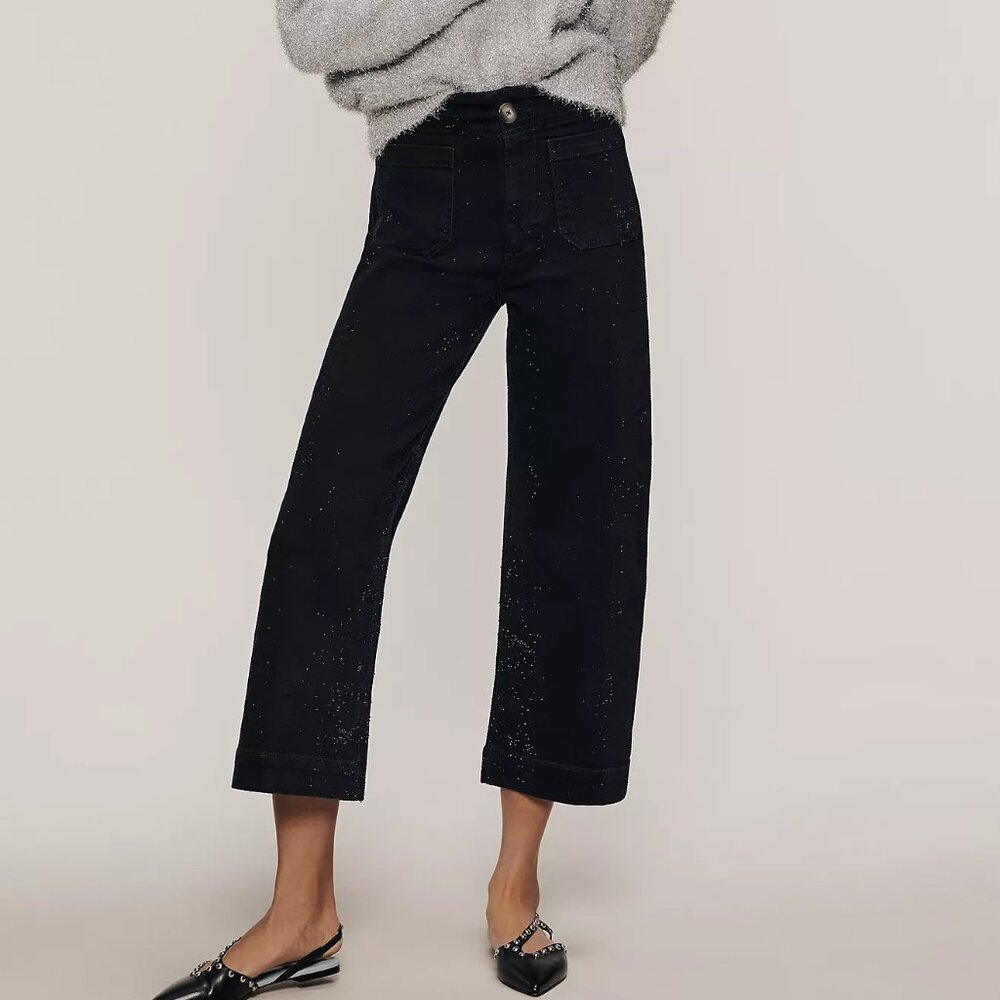 The Colette Sparkle Crop High-Rise Wide-Leg Jeans by Maeve (Anthropologie)
